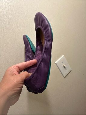 Tieks Purple Leather Ballet Flats with Teal Sole
